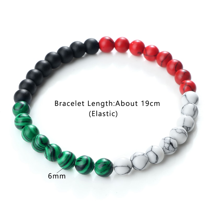 Classic Natural Stone Palestine Flag Bracelet, Men Women National Flag Beads Bracelet, Christmas Prayer Beads Jewelry