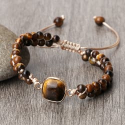 natural tiger eye stone bracelet handmade beads yoga wrap bracelet, bangle for women men