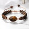 Natural Tiger Eye Stone Bracelet Handmade Beads Yoga Wrap Bracelet, Bangle for Women Men