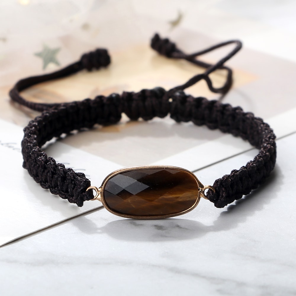 Natural Tiger Eye Stone Bracelet Handmade Beads Yoga Wrap Bracelet, Bangle for Women Men