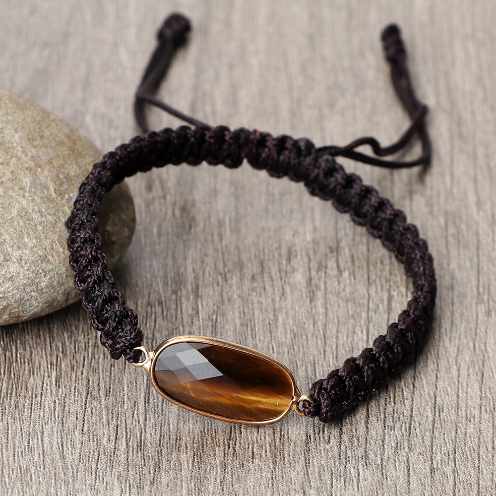Natural Tiger Eye Stone Bracelet Handmade Beads Yoga Wrap Bracelet, Bangle for Women Men