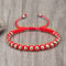 Lucky Red Rope Braided Bracelets with Gold Silver Color Copper Beads Unisex Handmade Adjustable Wristbands