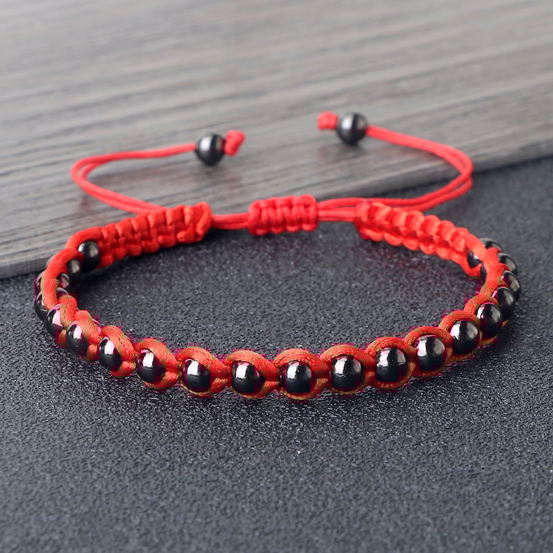 Lucky Red Rope Braided Bracelets with Gold Silver Color Copper Beads Unisex Handmade Adjustable Wristbands
