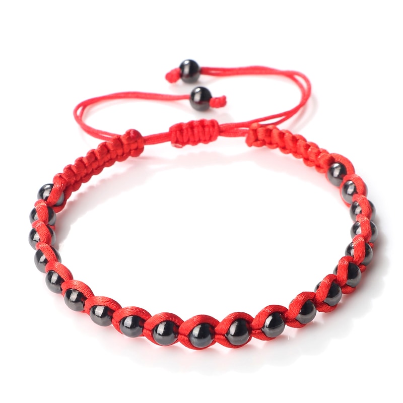 Lucky Red Rope Braided Bracelets with Gold Silver Color Copper Beads Unisex Handmade Adjustable Wristbands