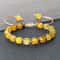 Women Malay Stone Cut Face Bracelet Yellow Agate Handmade Wristband Vacation Healing Beach Jewelry 2