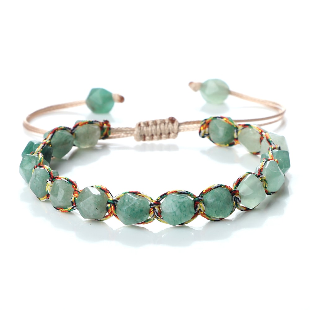 Women Malay Stone Cut Face Bracelet Yellow Agate Handmade Wristband Vacation Healing Beach Jewelry 7