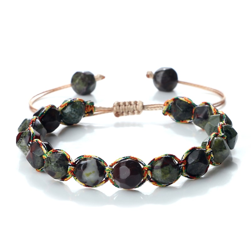 Women Malay Stone Cut Face Bracelet Yellow Agate Handmade Wristband Vacation Healing Beach Jewelry 10