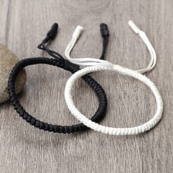 black and white bracelets for couple adjustable size handmade bracelet, women men lucky wristband charm love jewelry