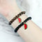 Natural Striped Agate Stone Bracelet Energy Healing Beads With Watermelon Pendant Charm For Women A 2