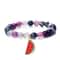Natural Striped Agate Stone Bracelet Energy Healing Beads With Watermelon Pendant Charm For Women A 5