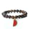 Natural Striped Agate Stone Bracelet Energy Healing Beads With Watermelon Pendant Charm For Women A 9