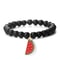 Natural Striped Agate Stone Bracelet Energy Healing Beads With Watermelon Pendant Charm For Women A 12