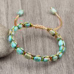 bohemian emperor natural stone beaded bracelet, adjustable handmade bangle for women and men, rope braided yoga fashion