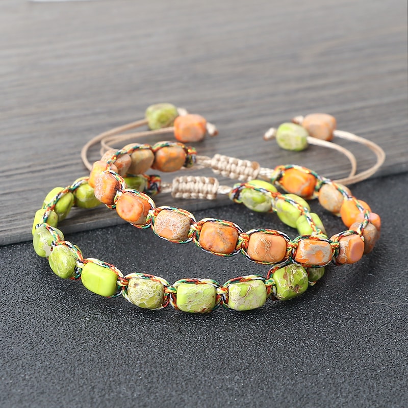 Bohemian Emperor Natural Stone Beaded Bracelet Adjustable Handmade Bangle For Women And Men Rope Br 2