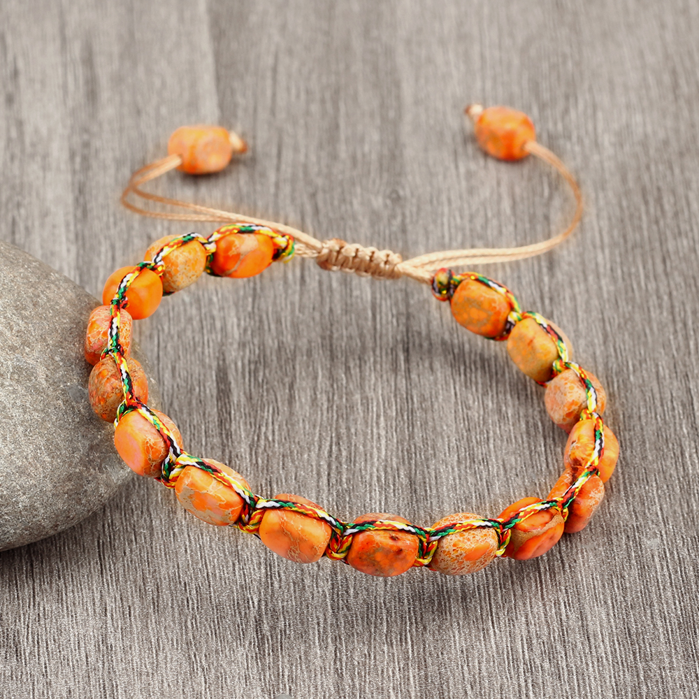 Bohemian Emperor Natural Stone Beaded Bracelet Adjustable Handmade Bangle For Women And Men Rope Br 7