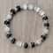 Natural Stone White Bracelet For Women Pink Quartz Onyx Agates Lava Beads Stretch Bangles 0