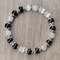 Natural Stone White Bracelet For Women Pink Quartz Onyx Agates Lava Beads Stretch Bangles 0