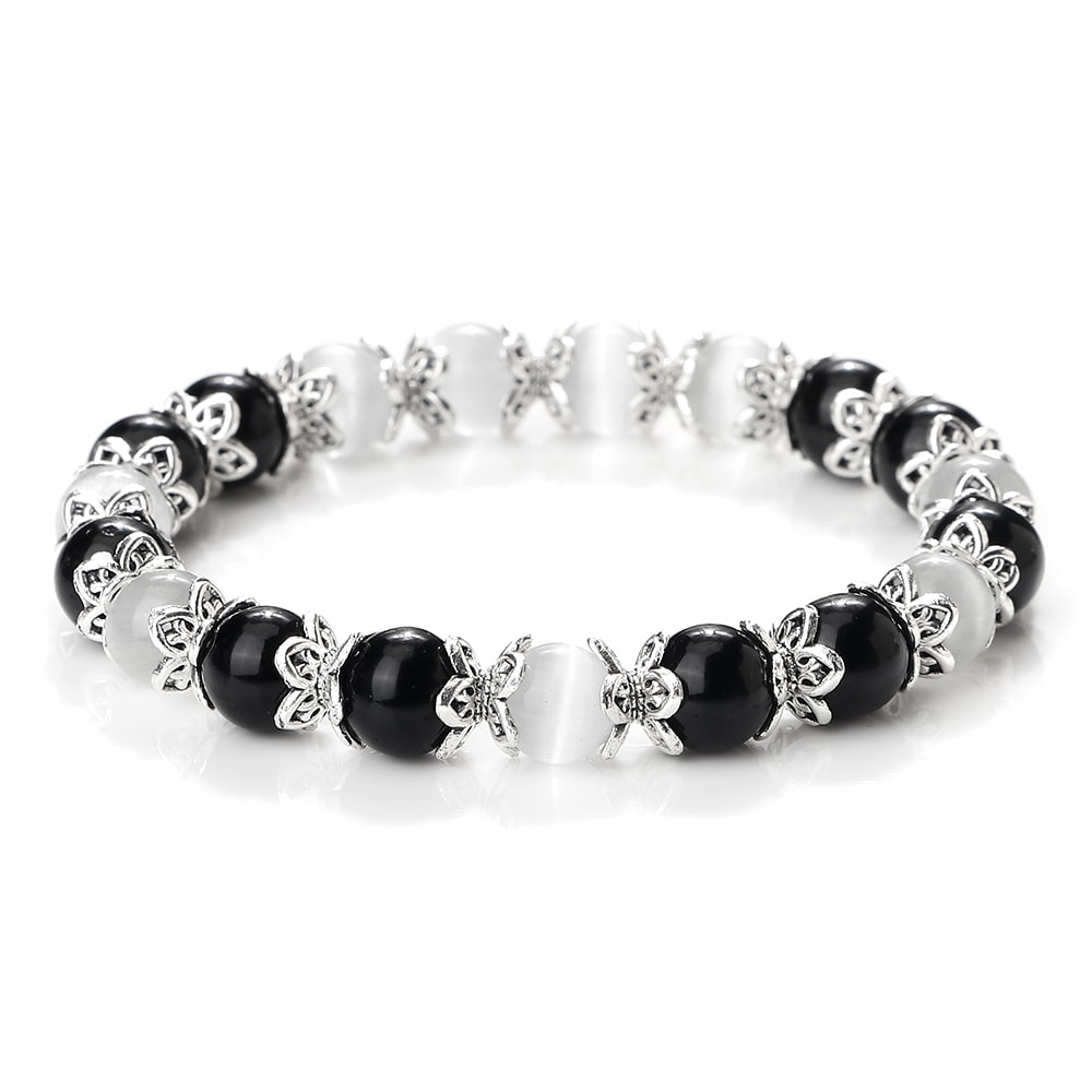 Natural Stone White Bracelet For Women Pink Quartz Onyx Agates Lava Beads Stretch Bangles 11