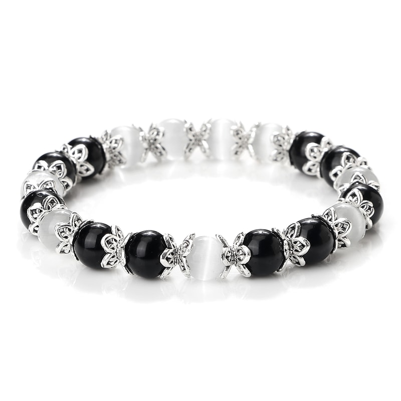 Natural Stone White Bracelet For Women Pink Quartz Onyx Agates Lava Beads Stretch Bangles 11