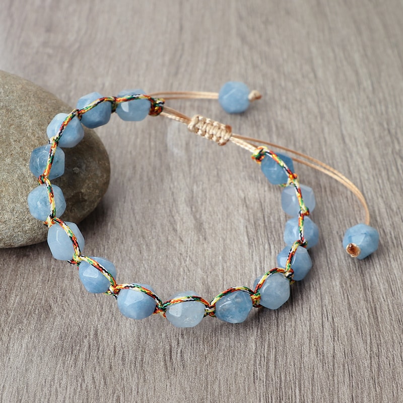 Women Healing Energy Bracelet Natural Gemstone Beads Irregular Shaped Cut Surface Beads Bracelet Ch 0