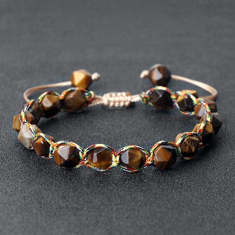 Women Healing Energy Bracelet Natural Gemstone Beads Irregular Shaped Cut Surface Beads Bracelet Ch 4