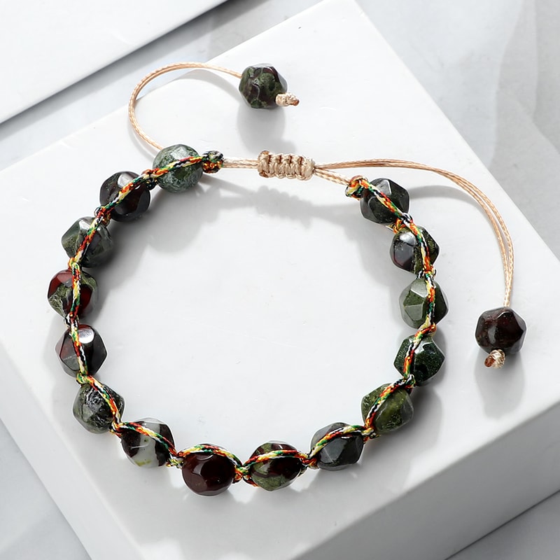 Women Healing Energy Bracelet Natural Gemstone Beads Irregular Shaped Cut Surface Beads Bracelet Ch 5
