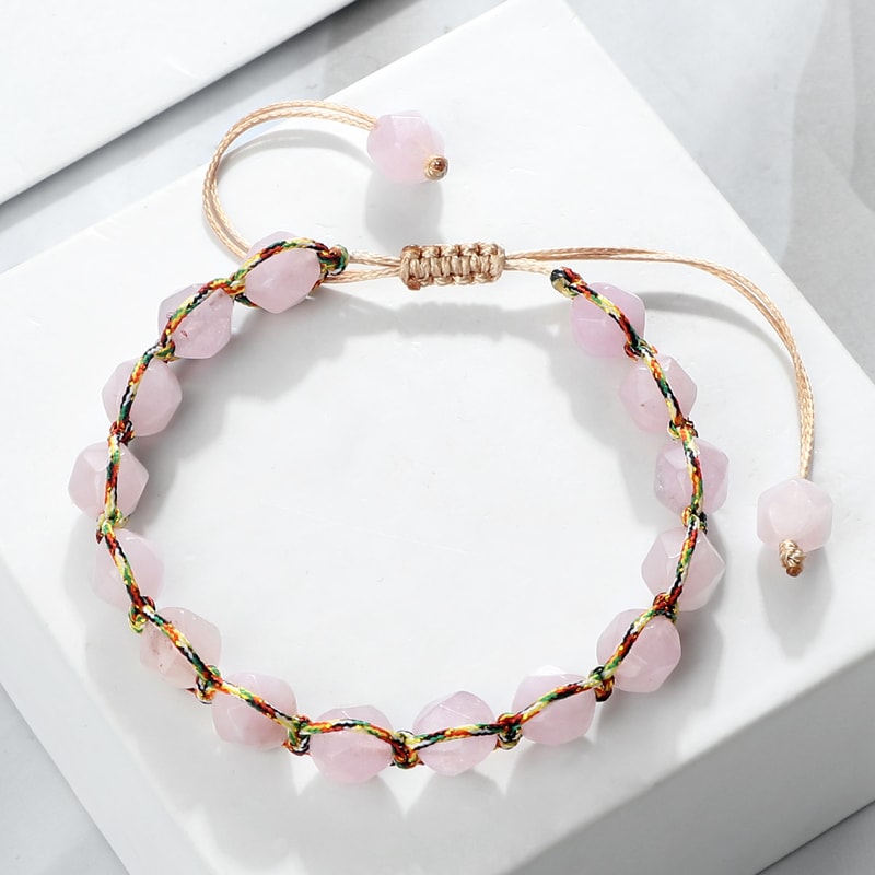 Women Healing Energy Bracelet Natural Gemstone Beads Irregular Shaped Cut Surface Beads Bracelet Ch 10