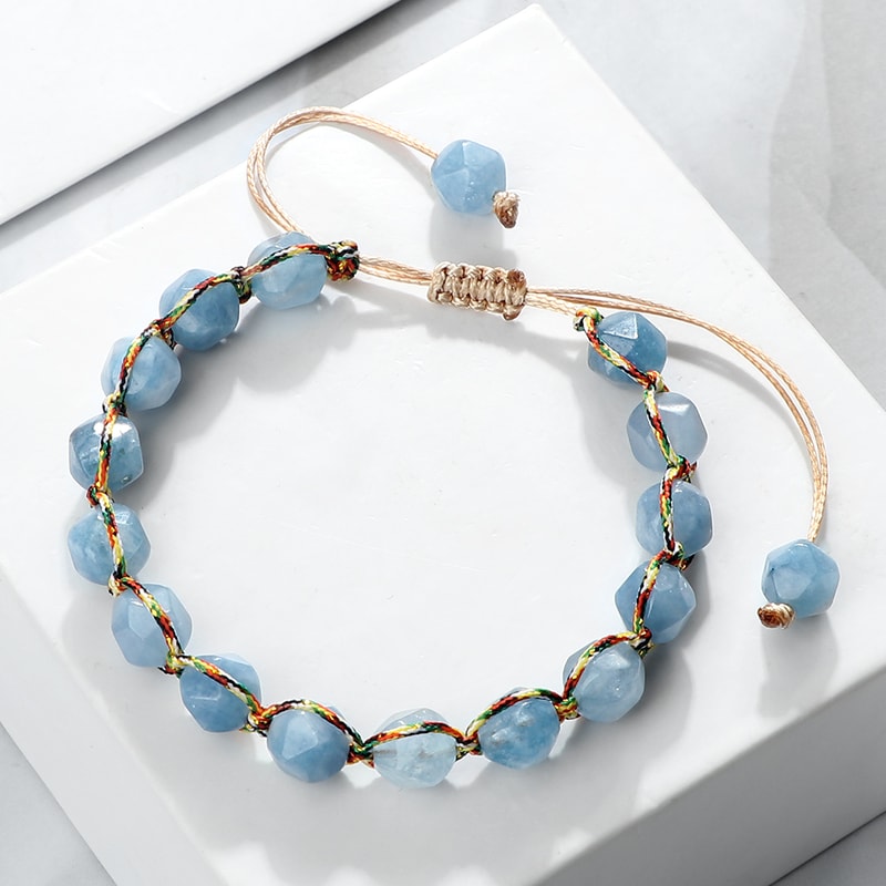 Women Healing Energy Bracelet Natural Gemstone Beads Irregular Shaped Cut Surface Beads Bracelet Ch 12