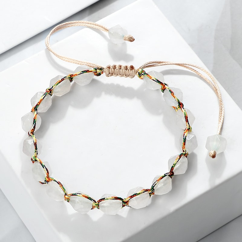 Women Healing Energy Bracelet Natural Gemstone Beads Irregular Shaped Cut Surface Beads Bracelet Ch 13
