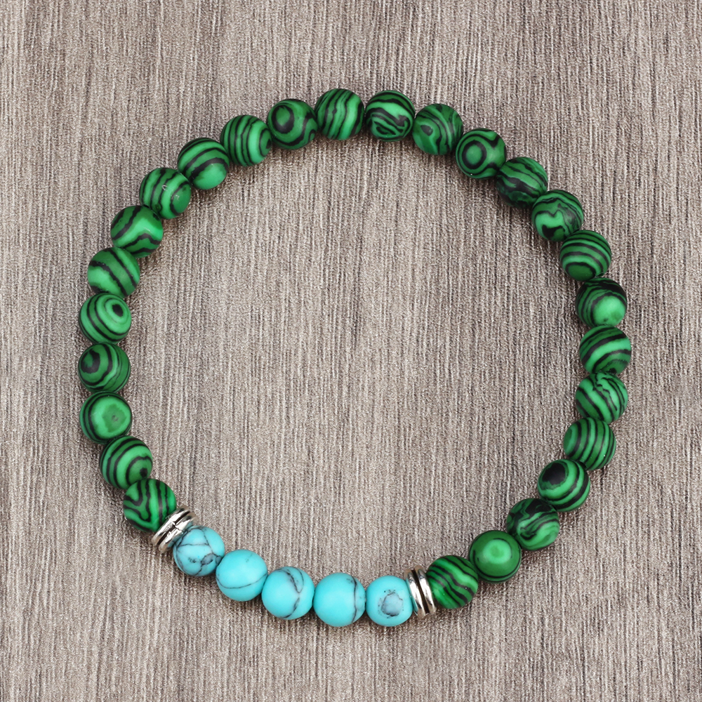 Malachite Beads Bracelets, Tibetan Buddha, Reiki Healing Bangles for Women and Men, Handmade Fashion Jewelry Gift