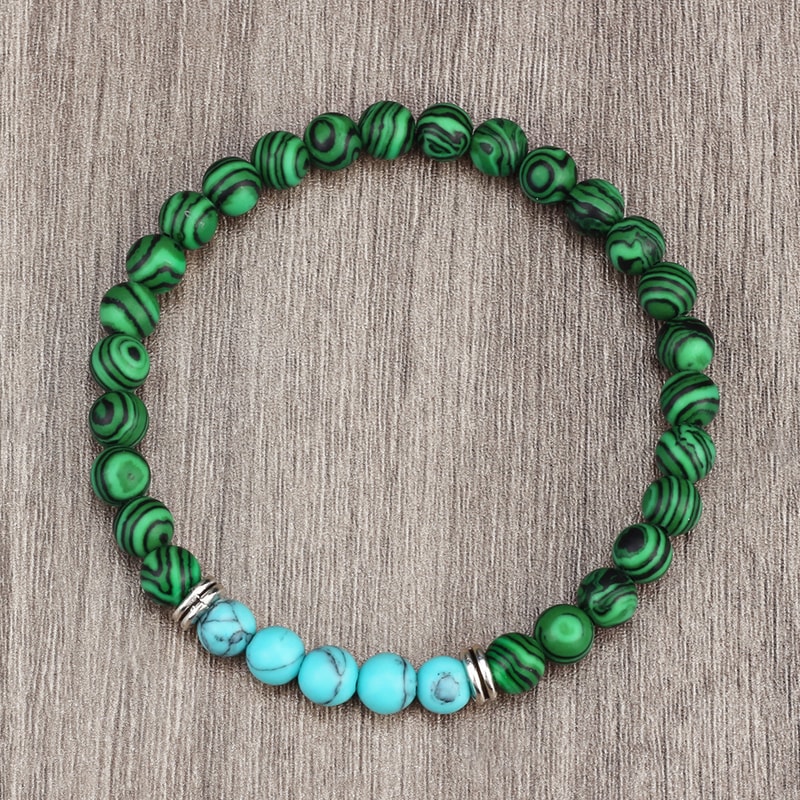 Malachite Beads Bracelets, Tibetan Buddha, Reiki Healing Bangles for Women and Men, Handmade Fashion Jewelry Gift