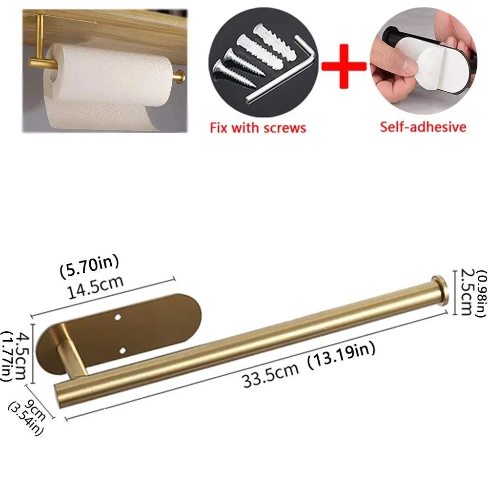 Adhesive Tissue Hanger Kitchen Paper Towel Holder Toilet Roll Paper Dispenser 6