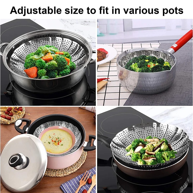 Expandable Collapsible Stainless Steel Steamer Basket Vegetable Insert For Healthy Steam Cooking Fo 3