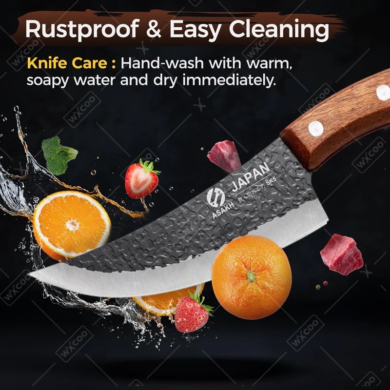 Hand Forged Butcher Knife Boning Japanese Kitchen Knife Stainless Steel Wooden Handle For Fruit And 4