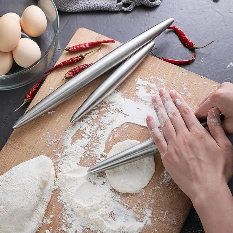 Stainless Steel Rolling Pin Non-Stick for Dough, Pizza, Cookies, Dumplings Kitchen Utensil Baking Tools