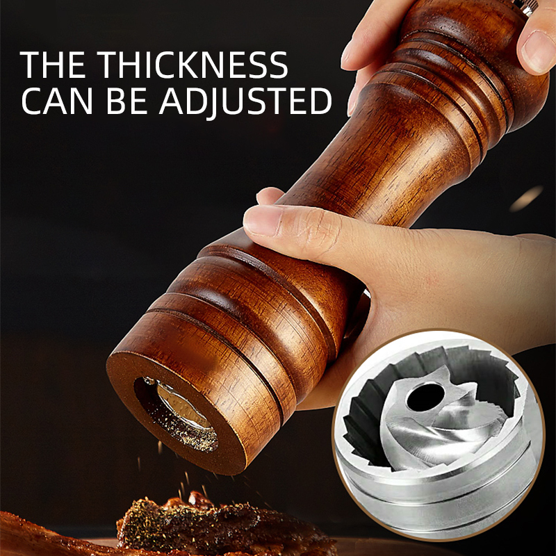 Classical Oak Wood Pepper Spice Mill Grinder Set Handheld Seasoning Adjustable Mills Grinder With C
