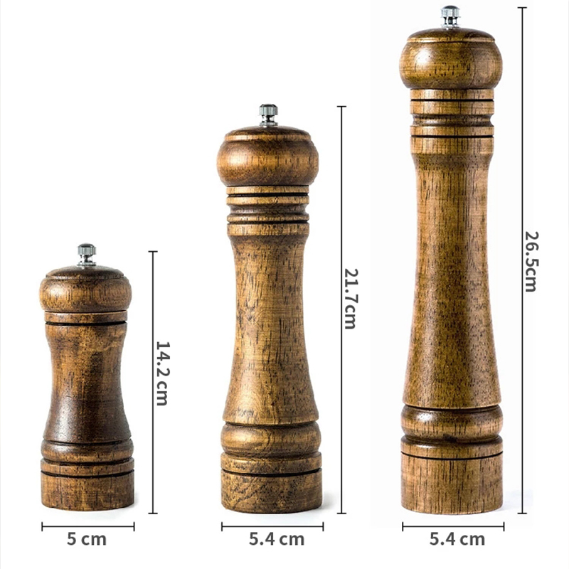 Classical Oak Wood Pepper Spice Mill Grinder Set Handheld Seasoning Adjustable Mills Grinder With C