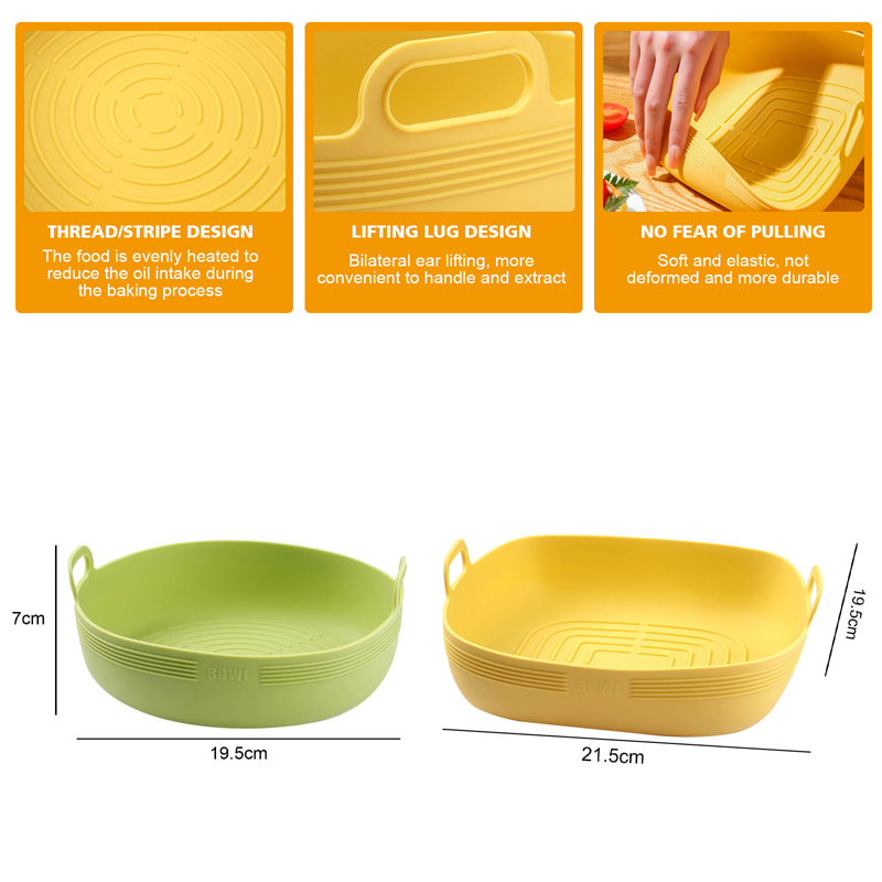 Silicone Air Fryer Accessories, Oven Baking Tray, AirFryer Basket, Silicone Mold Pizza Mat, Round Grill Pan, Replacement