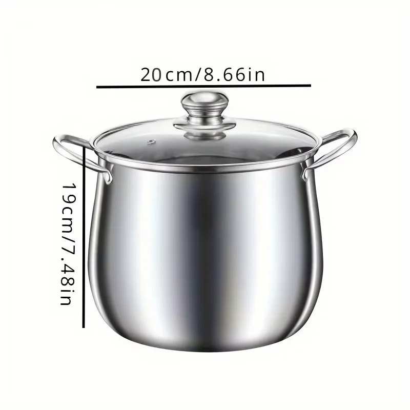 Large capacity stainless steel soup pot, household noodle cooking pot, stewed chicken soup pot, suitable for induction