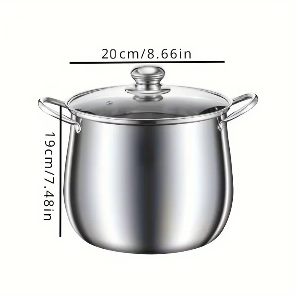 Large capacity stainless steel soup pot, household noodle cooking pot, stewed chicken soup pot, suitable for induction