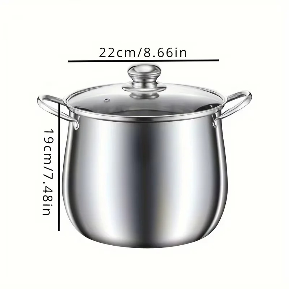 Large capacity stainless steel soup pot, household noodle cooking pot, stewed chicken soup pot, suitable for induction