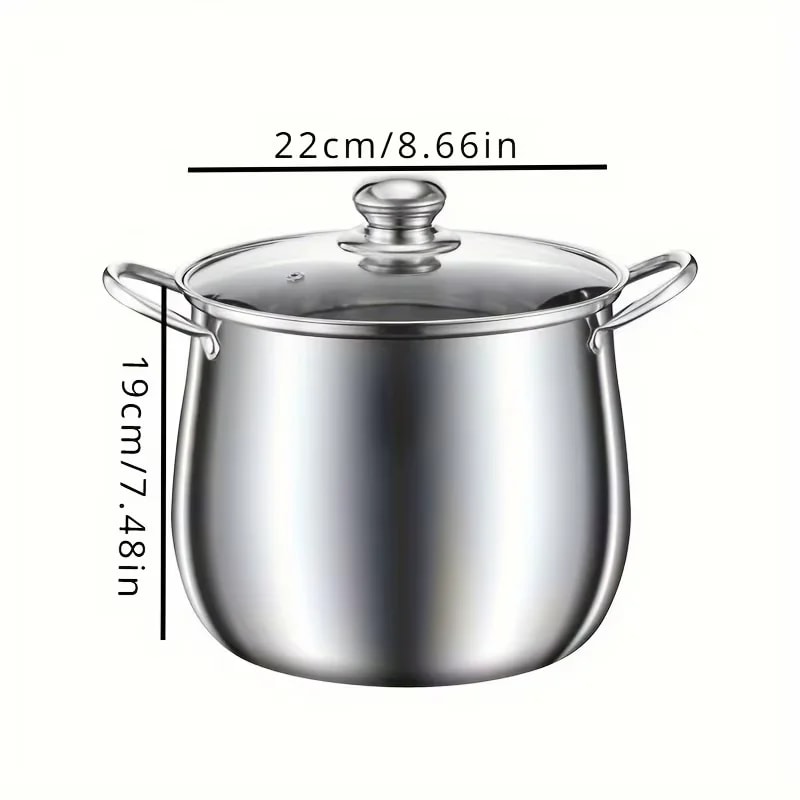 Large capacity stainless steel soup pot, household noodle cooking pot, stewed chicken soup pot, suitable for induction