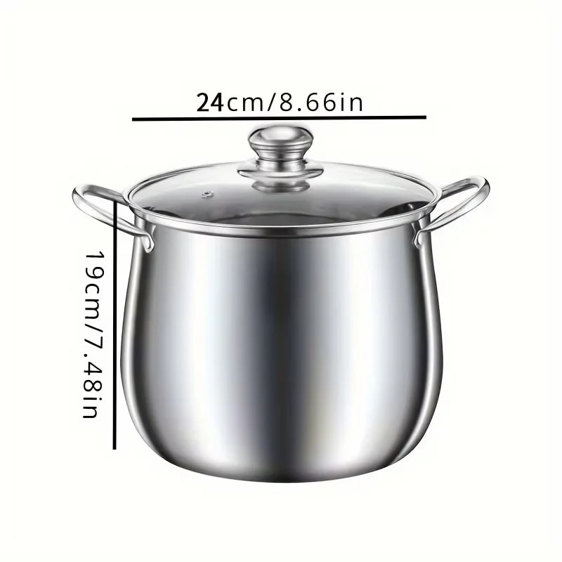 Large capacity stainless steel soup pot, household noodle cooking pot, stewed chicken soup pot, suitable for induction