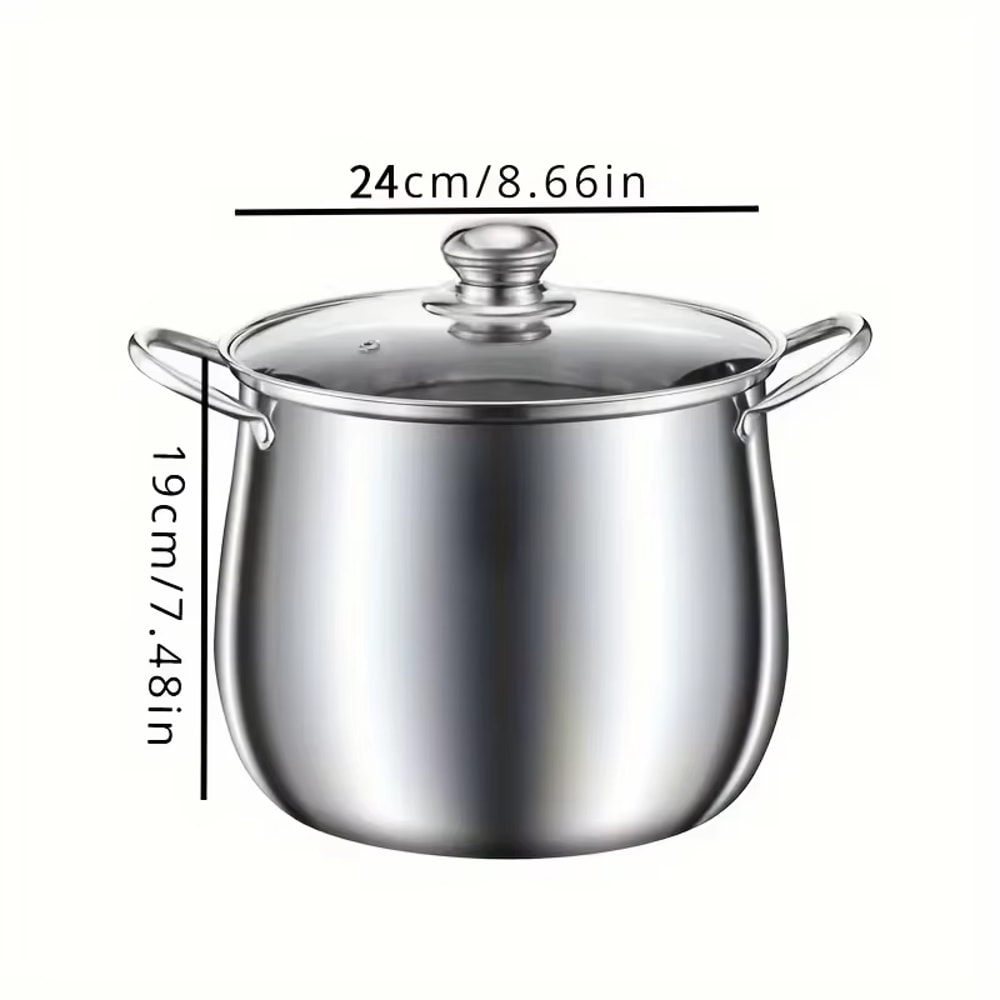 Large capacity stainless steel soup pot, household noodle cooking pot, stewed chicken soup pot, suitable for induction