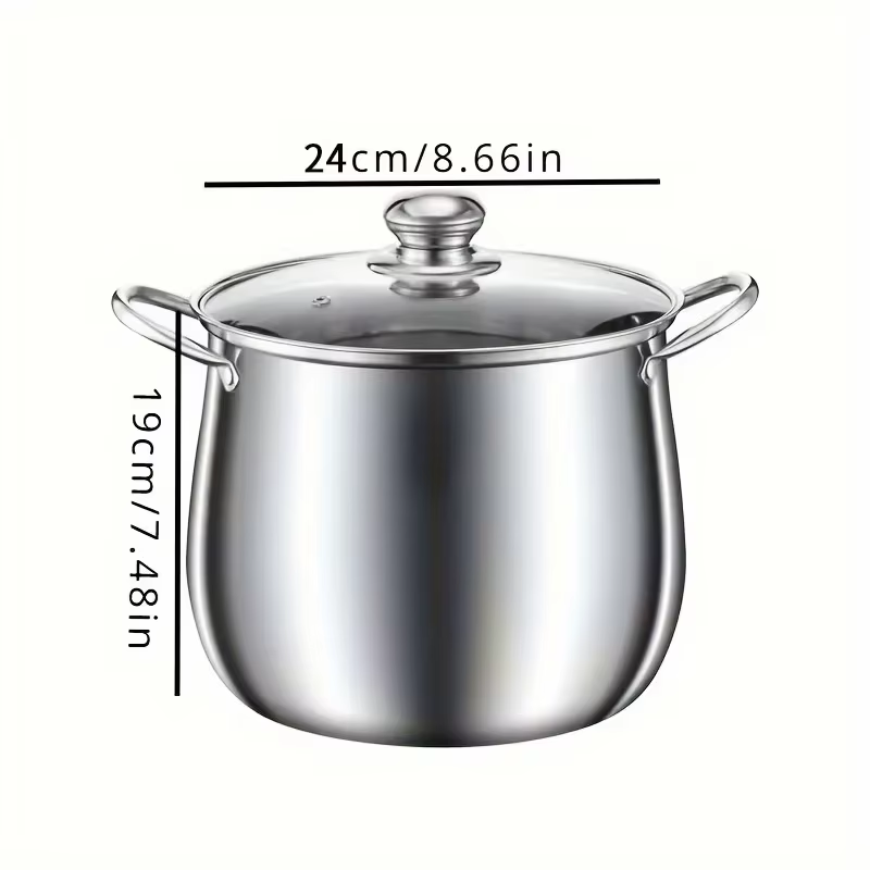 Large capacity stainless steel soup pot, household noodle cooking pot, stewed chicken soup pot, suitable for induction