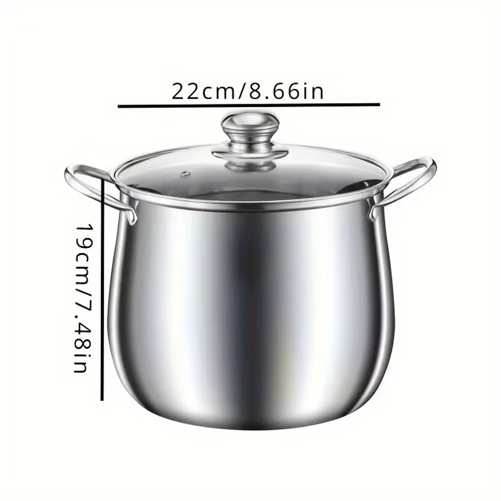 Large capacity stainless steel soup pot, household noodle cooking pot, stewed chicken soup pot, suitable for induction