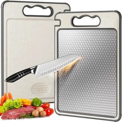 stainless steel cutting board set, double sided kitchen chopping boards, dishwasher safe, meat and veggies