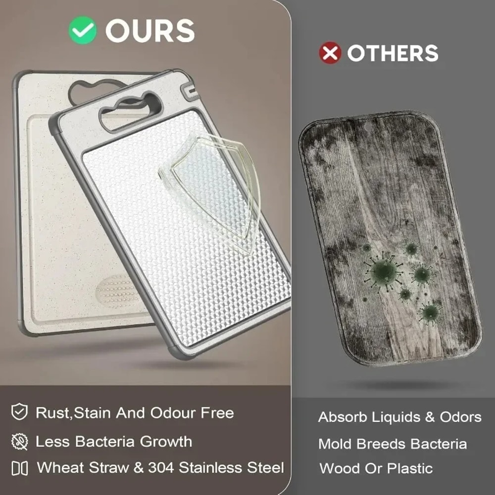 Stainless Steel Cutting Board Set Double Sided Kitchen Chopping Boards Dishwasher Safe Meat And Veg 4