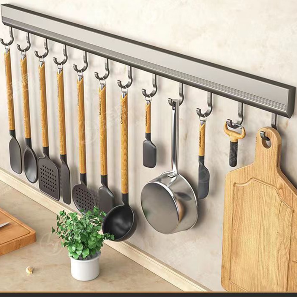 Punch Free Wall Mounted Hooks Rack For Kitchen Utensils Towel Coat Bathroom Storage MultiPurpose Ho 1