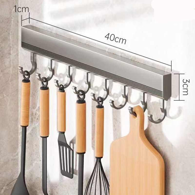 Punch Free Wall Mounted Hooks Rack For Kitchen Utensils Towel Coat Bathroom Storage MultiPurpose Ho 8